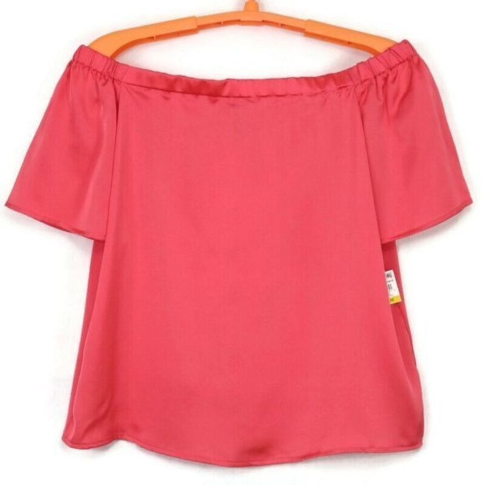 INC International Concepts Off The Shoulder Blouse Shirt Top Coral Pink M Medium